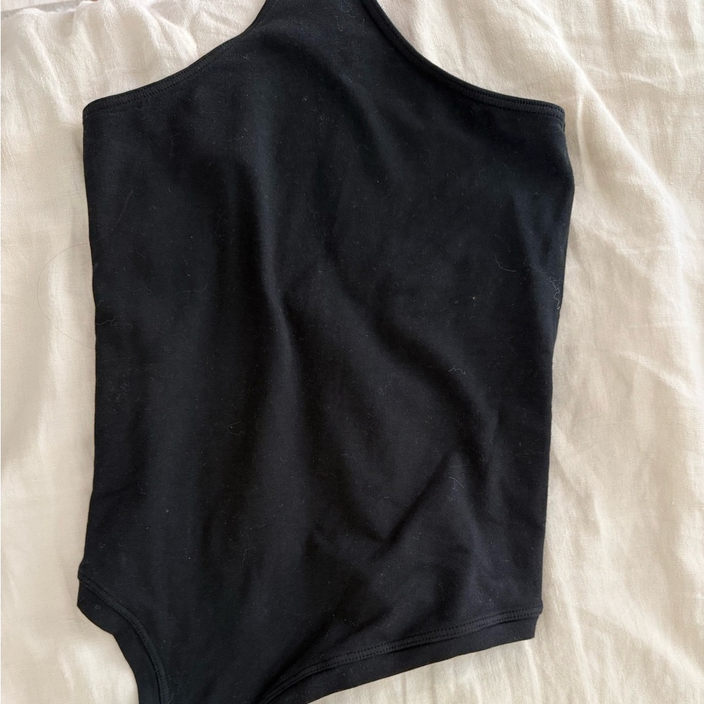 Clyque Black Asymmetrical one shoulder Bodysuit